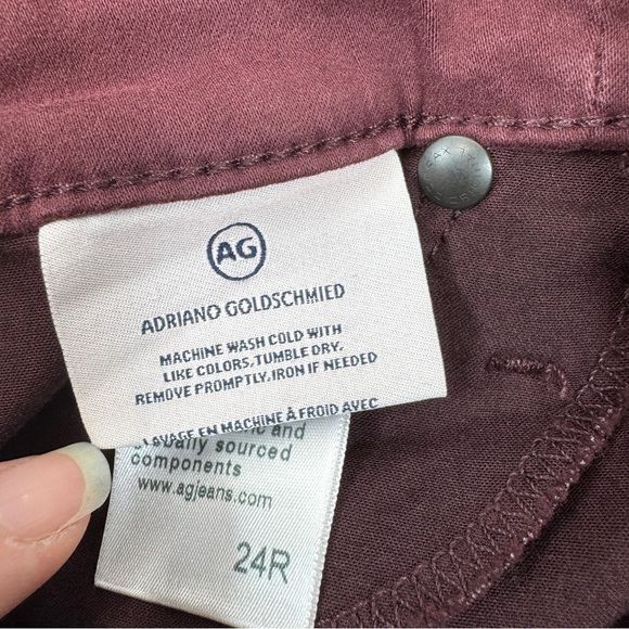 AG JEANS The Abbey Sateen Mid-Rise Skinny Ankle Jeans - Wine - LSS1788 - Sz 24 - Picture 10 of 13